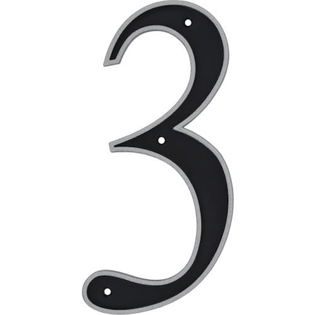 Hillman 6 in. Reflective Black Plastic Nail-On Number 3 1 pc 844813